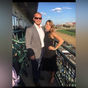 Ali and Jay Black Mock Neck Mermaid Midi length dress, XS